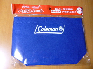 青　　非売品　　コカ・コーラ　　Coleman フェルトトート　　コカコーラ　トートバッグ