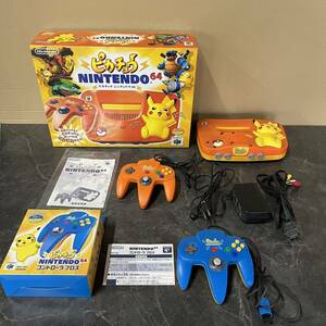 ☆Nintendo 任天堂 ピカチュウ Nintendo64 ニンテンドー64 N64 ゲーム イエロー 箱/取説/コントローラ付(中古品/現状品/保管品)☆