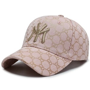 GDモノグラムキャップMYロゴベルトバックキャップ帽子★ピンク/ ゴールド