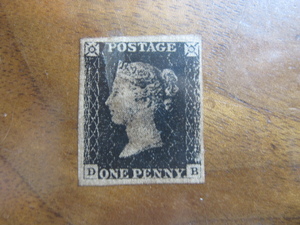 ペニーブラック　世界初の郵便切手　クラウン透かし　1840年英国　ヴィクトリア女王　#0681