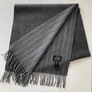 【送料無料】美品 UNITED ARROWS カシミヤ100％ CASHMERE カシミヤ リバーシブル マフラー グレーストライプ メンズ ユナイテッドアローズ