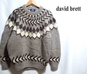 ☆人気のノルディック柄です　☆david brett　☆毛100％　☆ノルディックセーター　☆ロピーセーター　☆カウチンニット　☆メンズ　☆L