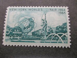 *** America 1964 year [ New York world fair ( ten thousand . hall . Land Mark ) ] single one-side unused glue availability ***