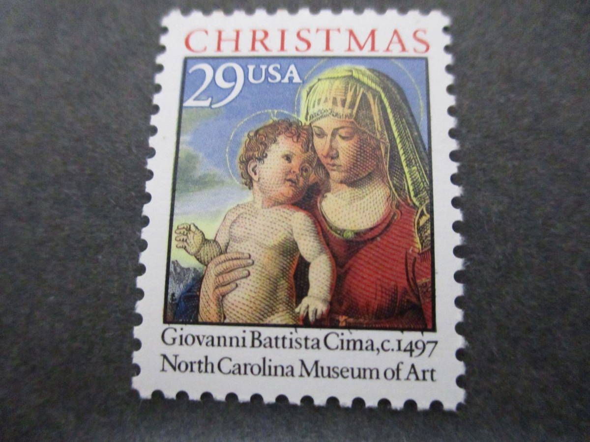 ★ Amerika 1993 [Weihnachtsbriefmarke (Madonna und Kind von Giovanni Battista Cima)] Einzelstück, ungebraucht, NH, mit Kleber ★Religiöse Malkunst, Antiquität, Sammlung, Briefmarke, Postkarte, Nordamerika