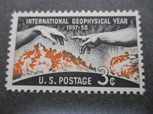 *** America 1958 year [ the earth .. year ] single one-side unused NH glue have ***