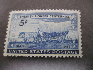 *** America 1948 year [ Sweden person ..100 year ] single one-side unused NH glue have ***