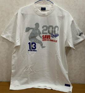 中日ドラゴンズ 岩瀬仁紀 投手 200セーブ アシックス メッシュTシャツ XOサイズ 白 ホワイト 記念 シリアルナンバー入り