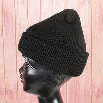 FO16337 米軍 US NAVY 米海軍 アメリカ製 WOOL WATCH CAP ウール ニットキャップ 帽子 ブラック 美品 （クリックポスト可）_画像2