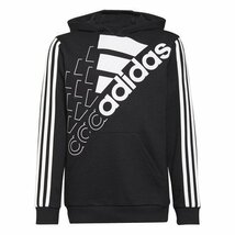 新品★送料込み!!★adidas★アディダス★130★ビッグロゴが大人気!!長袖パーカー★ブラック★黒★スウェット★即決_画像1