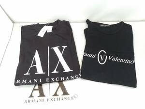 【新品】A|X アルマーニ エクスチェンジ & GIANNI VALENTINO ジャンニ バレンチノ Mサイズ Tシャツ2点セット/コットン/ブラック/LNE38