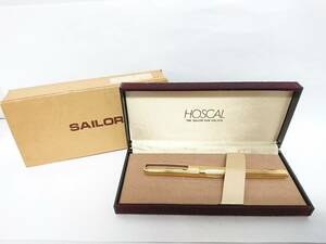 【美品】SAILOR セーラー HOSCAL ホスカル ペン先14K 2 細字 万年筆/ケース付き/14金/ゴールド×レッド/ブランド文房具/03KO011103