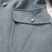 極美品 ブルックスブラザーズ 極暖メルトン ステンカラーコート 極上カシミヤ混 裏地ブラウン モスグリーン 英国製 メンズ コート XLサイズ_画像9