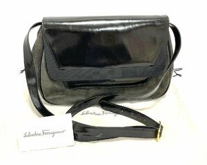 Salvatore Ferragamo サルヴァトーレ フェラガモ 2WAY ショルダーバッグ　レザー × スウェード　ブラック × カーキ　ヴィンテージ バッグ