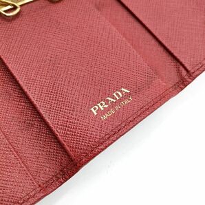 PRADA プラダ サフィアーノ 三つ折り 6連キーケース レッド W6.0 H10.5の画像8