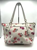 COACH　コーチ　トートバッグ　ショルダーバッグ　花柄　PVC　オフホワイト　_画像2