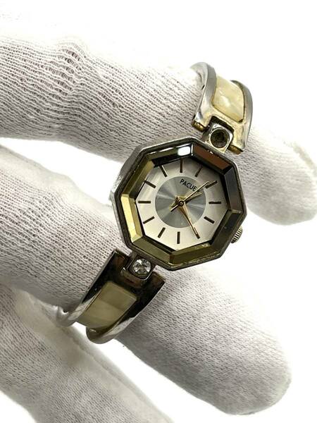 【電池切れ】THE EMPORIUM ジ エンポリウム　クォーツ　オクタゴン　シルバー文字盤　レディース　腕時計　時計幅：2.1
