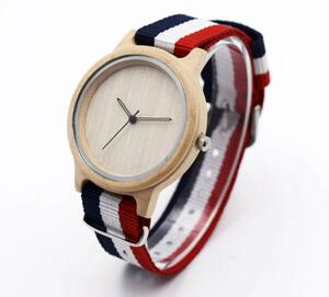  wristwatch wooden lady's men's nylon belt 18mm made in Japan Movement simple present stylish smaller 