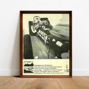 チャンピオンプラグ ドラッグレース 広告 ポスター 1960年代 アメリカ ヴィンテージ 【額付】 #002