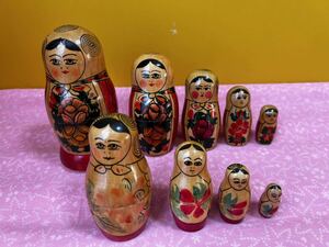 ロシア マトリョーシカ 民芸品 2セット 置物 木製 インテリア USSR 郷土玩具 人形 こけし 海外土産