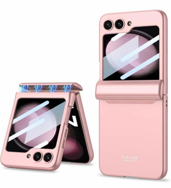 Galaxy Z Flip5 5Gケース　自動ヒンジ一体ケース折りたたみ　ピンク
