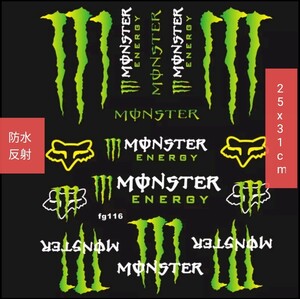 防水反射　ステッカー/モンスターエナジー/バイク/車/ストリート バイクステッカー　ヘルメットステッカー MONSTER ENERGY [特大きさ]