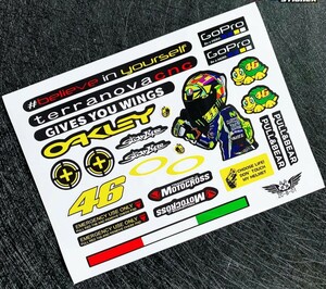 ロッシ　ステッカー　ヘルメットステッカー　レーシングステッカー　　VR46 MOTO　MotoGP　バイクステッカー