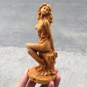 【極上の木彫】◆美女◆女神◆ヌード◆美少女 ◆裸婦像◆女性像/彫刻工芸品/手作りデザイン/文遊びの手/置物