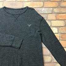 ME9-794★USA古着★良品★グレー【American Eagle アメリカンイーグル】刺繍ロゴ サーマル Tシャツ【メンズ L】長袖 ロンT アメカジ 厚手_画像5