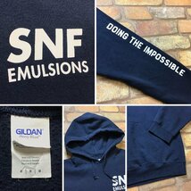 ME11-678★USA直輸入★お買い得商品★【SNF EMULSIONS】プリントロゴ スウェットパーカー【M】濃紺 ネイビー フーディ USA古着 トレーナー_画像4