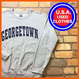 ME11-791★USA買付商品★良品★【GEORGETOWN】アーチロゴ スウェットシャツ【S】グレー USA古着 トレーナー アメカジ カレッジ ギルダン