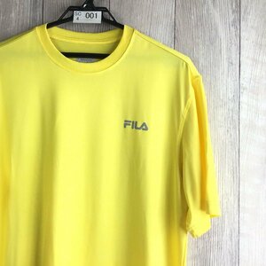 SC4-001◆シンプル◆イエロー【FILA フィラ】クルーネック 半袖 Tシャツ【メンズ S/ユース XL 160】黄 ワンポイント インナー 練習 古着