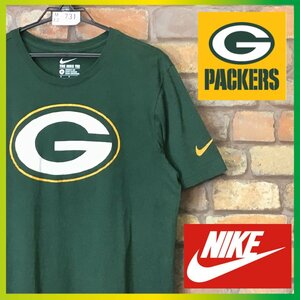 ME2-731★USA直輸入★正規品★NIKE【NFL グリーンベイ・パッカーズ】BIGロゴ クルーネック 半袖 Tシャツ【メンズ M】緑 アメフト 古着