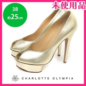  новый товар не использовался товар Charlotte o Lynn Piaa CHARLOTTE OLYMPIA открытый tu высокий каблук туфли-лодочки золотистый, цвет шампанского 38( примерно 25cm) sh23-0877