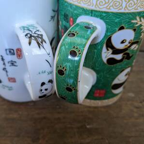 【茶こし付マグカップ2個】中国茶 パンダ 白パンダ&緑パンダ ハーブティ ぱんだ お茶 茶器 マグカップ カップの画像5