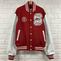 希少　old stussy 90s オールド　ステューシー　puffy vintage USA stadium jacket パフィー　スタジャン　アワードジャケット　M 赤_画像1