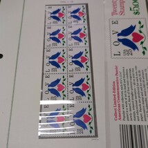 アメリカ切手「ラブ切手」1990年JPSボストークアルバムリーフ収納　切手帳表紙と20枚 額面5ドル_画像2