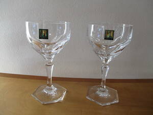 HOYA crystal * wine glass pair.6 surface Q cut * Hoya glass top class series 