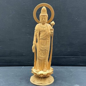 m002 A3(60) 2 聖観音菩薩 木彫 仏像 木彫り 木製 仏像 高さ約27.5cm 仏教 美術 古玩 骨董
