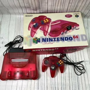 m002 G1(100) 任天堂 NINTENDO64 NUS-001 クリアレッド 本体 コントローラー 電源ケーブル 取説 箱 ゲーム機 通電確認のみ 現状