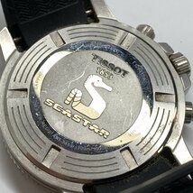 f001 Z4 21. TISSOT ティソ 腕時計 メンズ SEASTAR シースター クロノグラフ T120417A 青文字盤 ラウンドフェイス 電池切れ_画像5