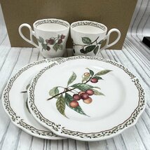 m002 A2(100) 未使用 Noritake ノリタケ ロイヤルオーチャード モーニングセット ペア マグカップ 2客 パンプレート 皿 2枚 貝印_画像1