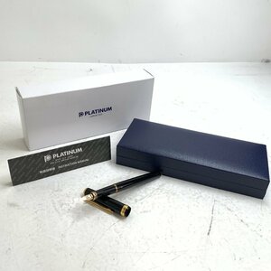 f001 B 未使用保管品 PLATINUM プラチナ 万年筆 PTL-10000 ブラック × ゴールド ペン先 18K 細字 美巧 ケース入り 日本製 筆記用具