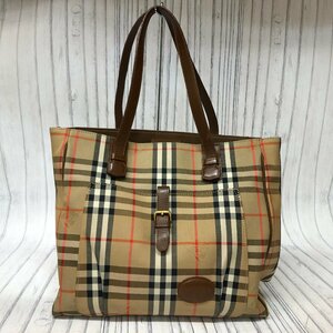 m001 F BURBERRY バーバリー ノバチェック柄 トートバッグ レディース ブラウン ハンドル