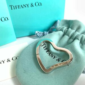 f001 美品 ティファニー Tiffany エルサペレッティ ハート キーリング シルバー 925 保存袋 ケース付き 送料520円