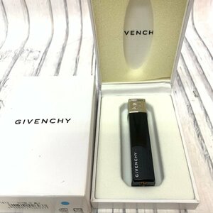 s001 A3.2 保管品 GIVENCHY ジバンシー ガスライター GV16型 DS 黒LK　シルバー×ブラック 着火確認済 専用ケース/箱付 中古