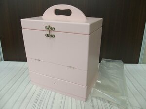 s001 D2 直接引取歓迎！ 三面鏡 メイクボックス 薄ピンク H34W27D17.5cm ファイバーボード製 在庫品　コスメ/ケース/化粧品/収納/小物