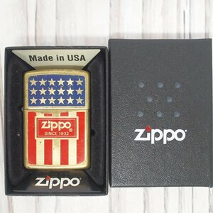 f002 Z2 ZIPPO ジッポー SOLID BRASS ソリッドブラス アメリカ国旗 1932-1991 ゴールドカラー 喫煙グッズ 宅急便コンパクト