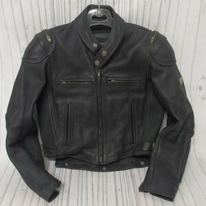f002 F3 23. カドヤ KADOYA K's Leather シングルライダースジャケット 牛革 レザージャケット パッド付 サイズLL 黒 ブラック