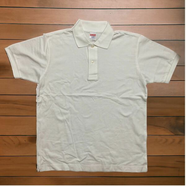 半袖ポロシャツ 綿100% Lサイズ 6.0オンス ヘビーウェイト コットン 白 ホワイト 5543-01 リブ