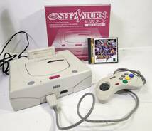 □セガサターン本体 SEGA HST-0014 コントローラ1個 AVケーブル 電源ケーブル パワーメモリ 箱付き + スーパーロボット対戦F ケース付き_画像1